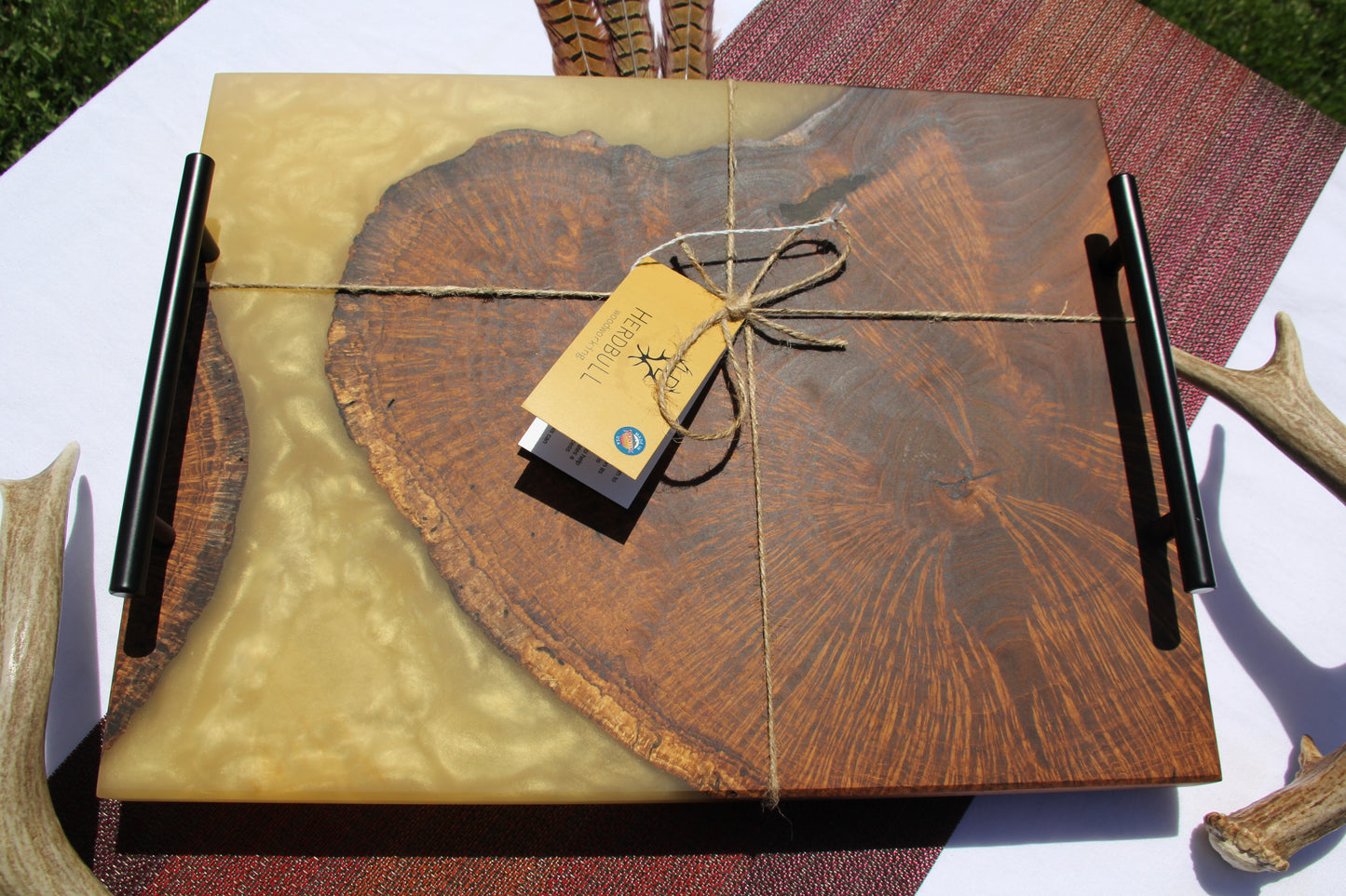 Teak Burl Serving Tray
