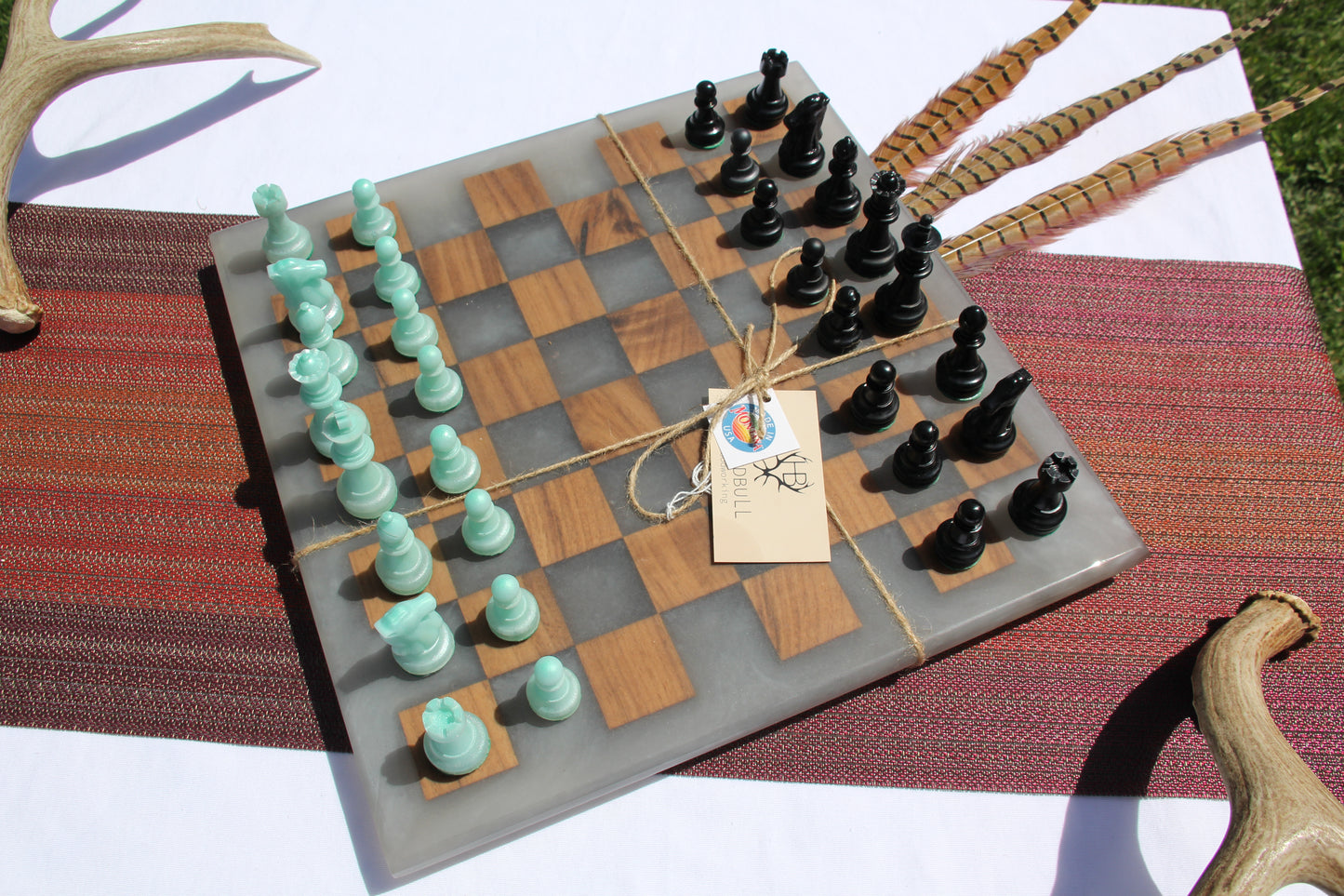 Walnut/Epoxy Chess Set