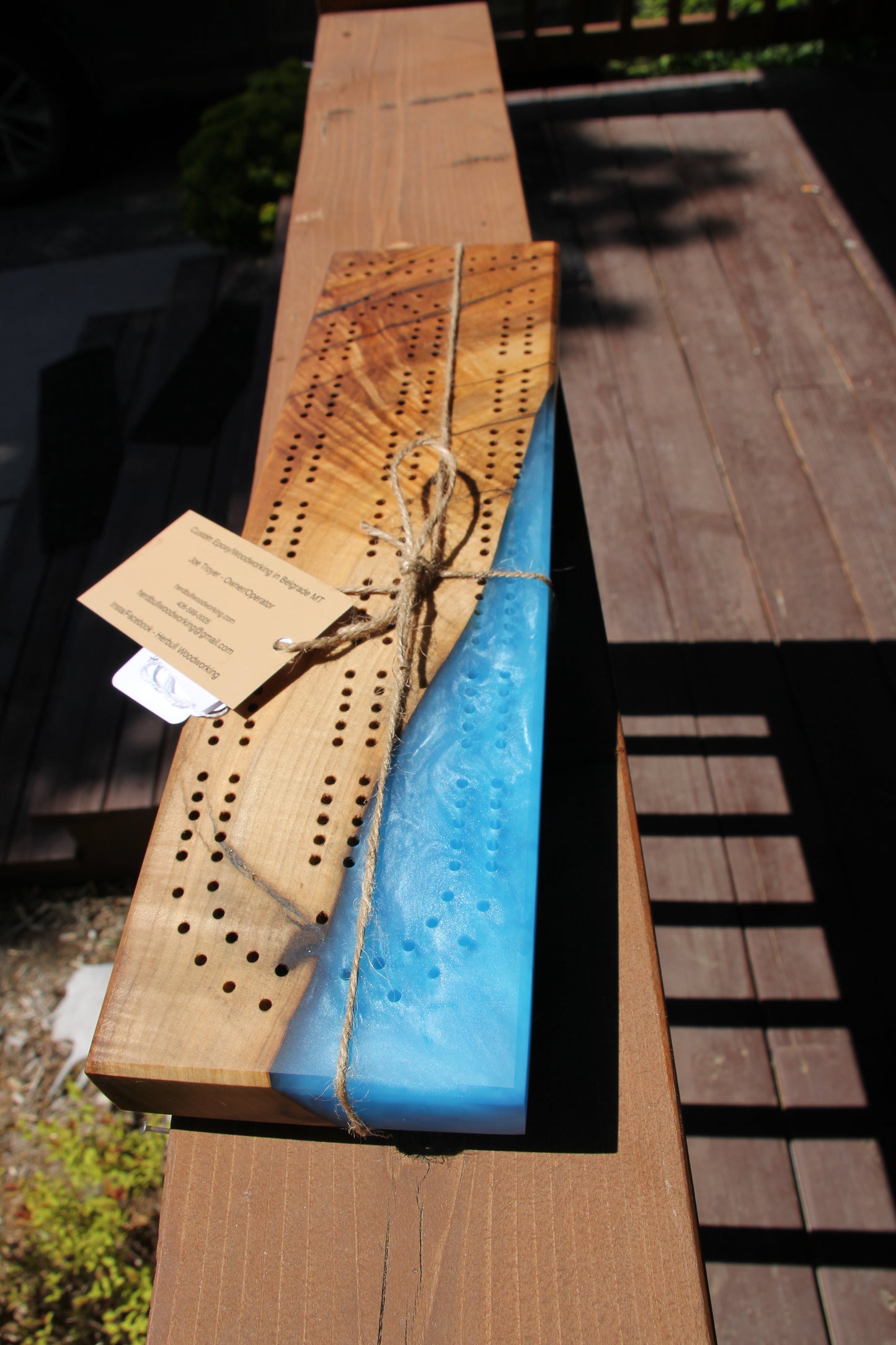 Walnut Epoxy Cribbage Board