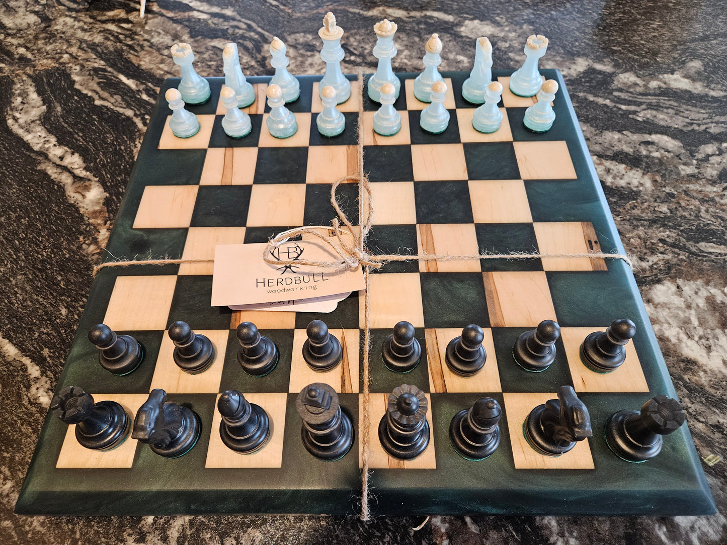 Walnut/Epoxy Chess Set