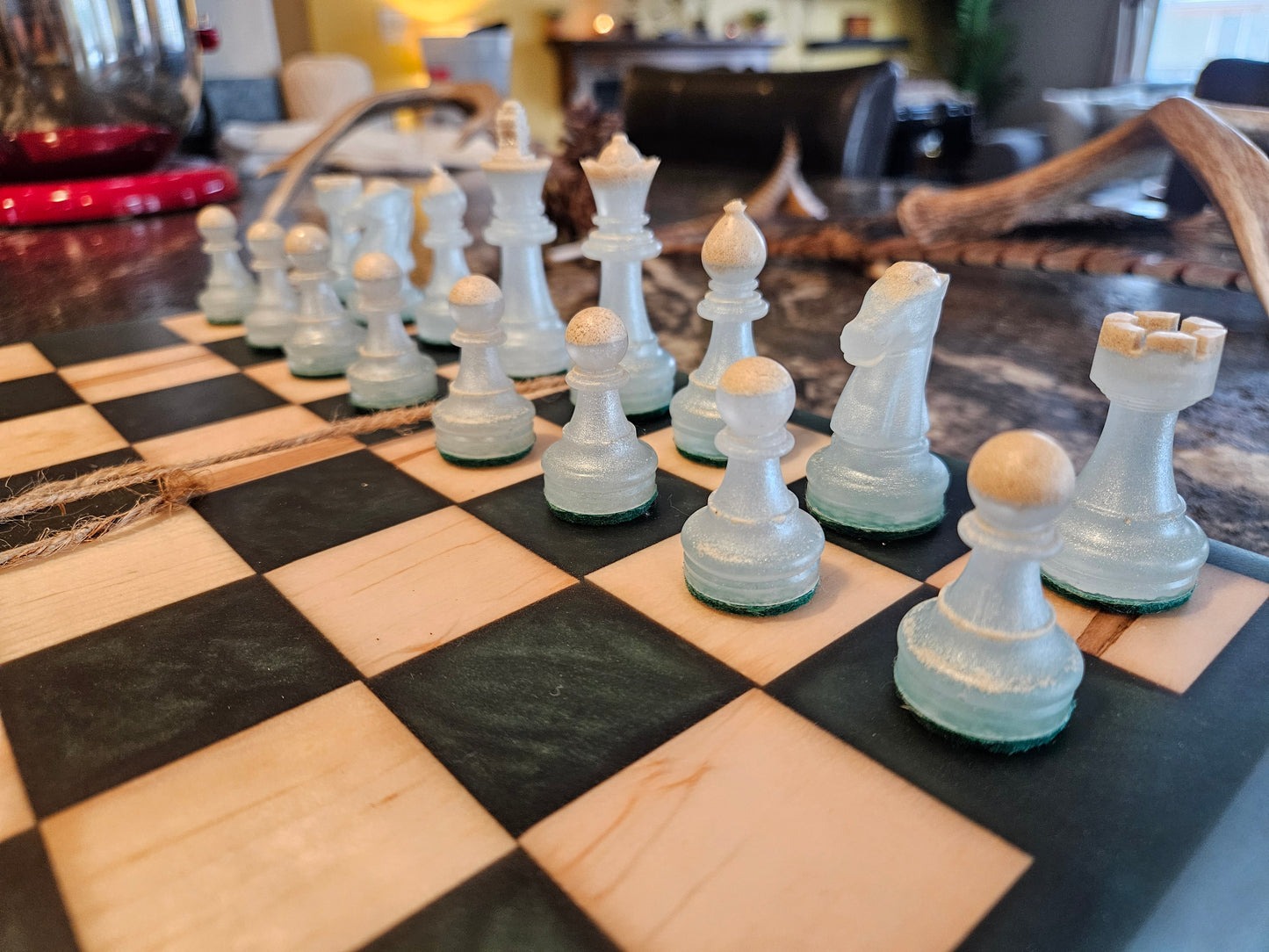 Walnut/Epoxy Chess Set