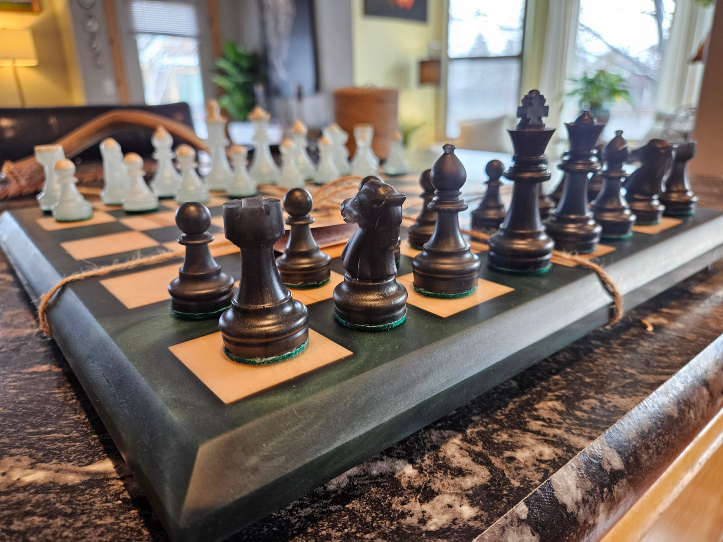 Walnut/Epoxy Chess Set
