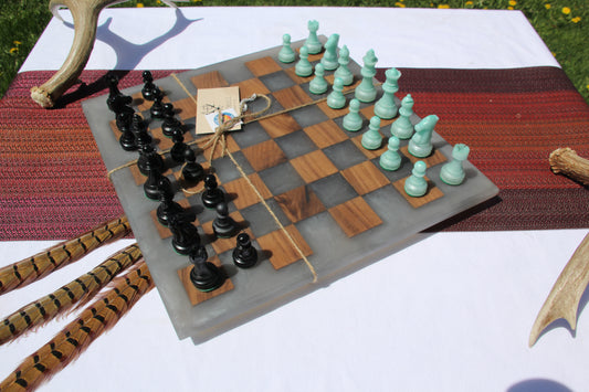 Walnut/Epoxy Chess Set