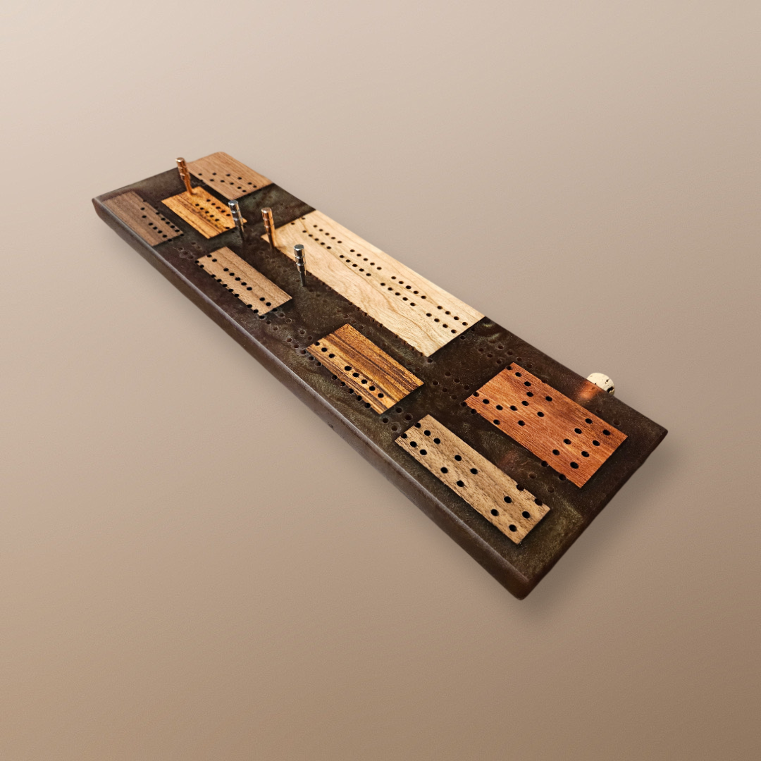 Walnut/Epoxy Cribbage Board