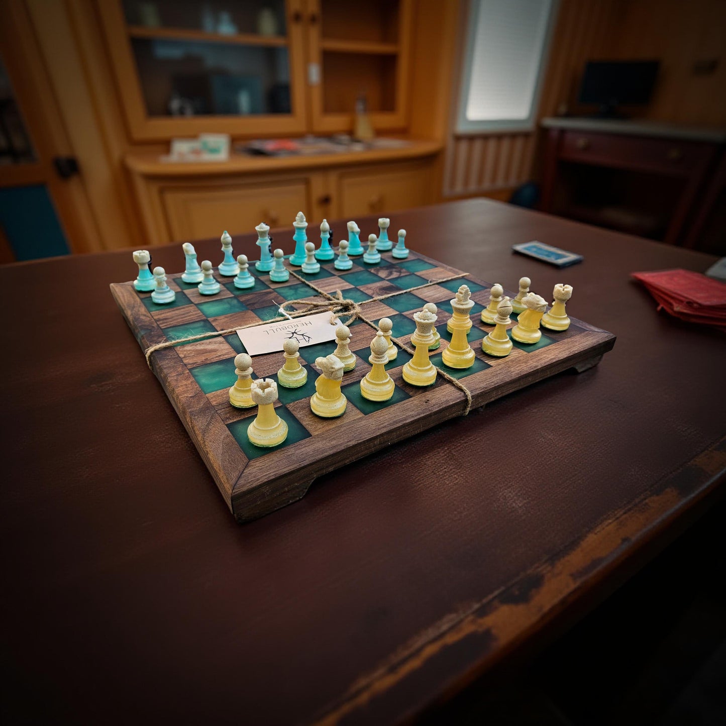 Walnut/Epoxy Chess Set
