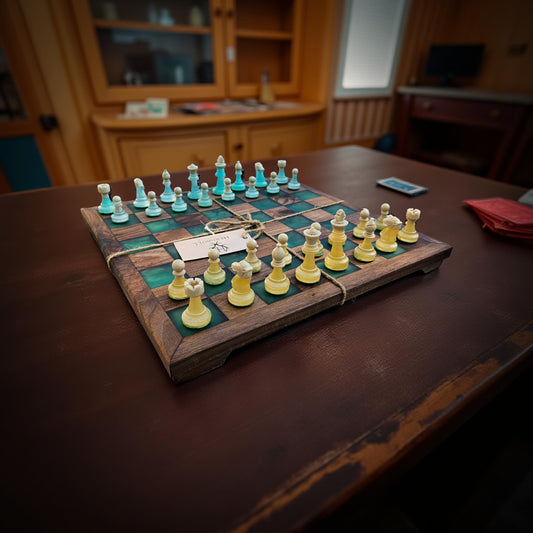 Walnut/Epoxy Chess Set